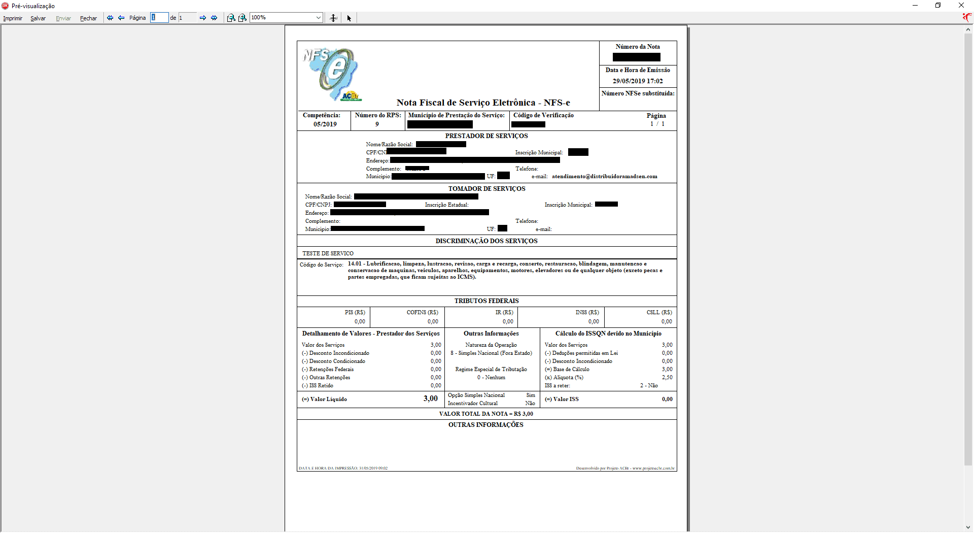 Nota Fiscal de Serviços eletrônica (NFS-e)